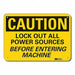 Rflct Lockout Tagout Caut Sign 10x14in