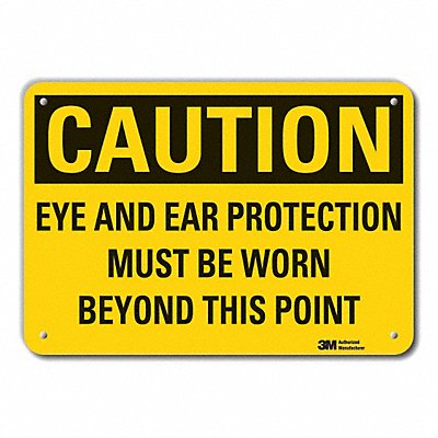 Rflct Eye Ear Caution Sign 10x14in Alum