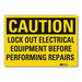 Lockout Tagout Caution Rflct Lbl 7x10in