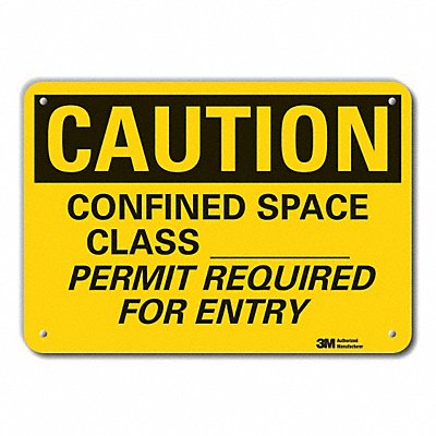 Rflct Confined Space Caution Sign 7x10in