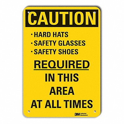 Rflctv Hard Hat Caut Sign 14x10in Alum