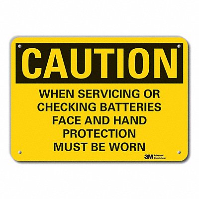Rflct Batt. Hzrd Caution Sign 10x14in