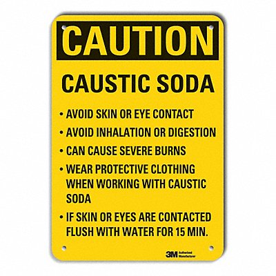 Rflctv Caustic Caution Sign 10x7in Alum