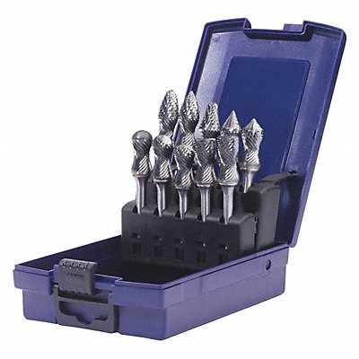 Carbide Bur Set Double Cut 10pcs. 1/4in