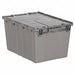 Attached Lid Container Gray Solid HDPE