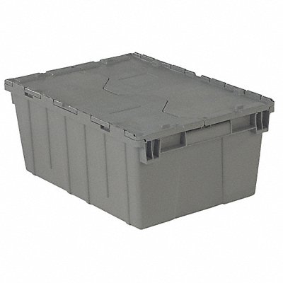 H6168 Attached Lid Container Gray Solid HDPE