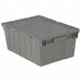 H6168 Attached Lid Container Gray Solid HDPE