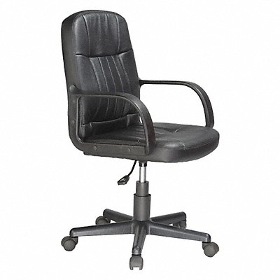 Desk Chair Leather Black 15-19 Seat Ht