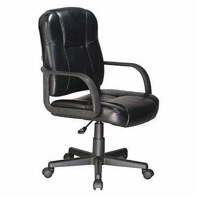 Desk Chair Leather Black 17-22 Seat Ht