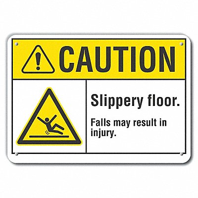 Rflctv Slippery Floor Caut Sign 10x14in
