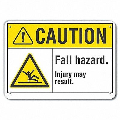 Rflctv Fall Hazard Caution Sign 10x14in