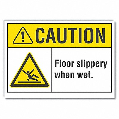 Slippery Floor Caution RflctvLbl 10x14in