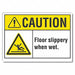 Slippery Floor Caution RflctvLbl 10x14in