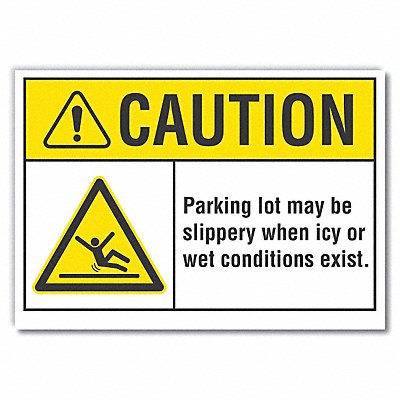 Slippery Caution Rflct Label 3.5inx5in