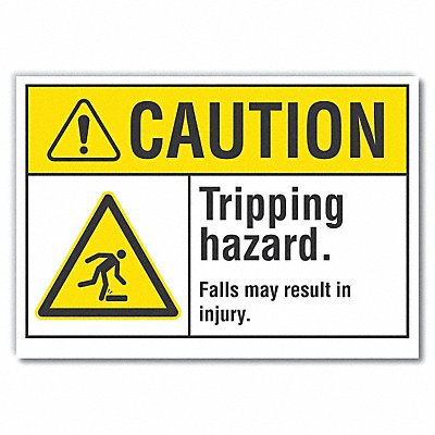 Tripping Caution Rflctv Label 3.5inx5in