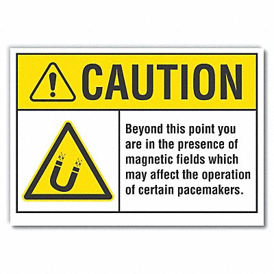Magnetic Fields Caution RflctvLbl 7x10in