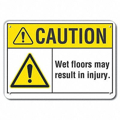 Rflct Wet Floor Caution Sign 7x10in Alum
