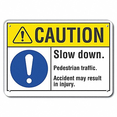 Rflctv Pedestrian Trfc Caut Sign 10x14in