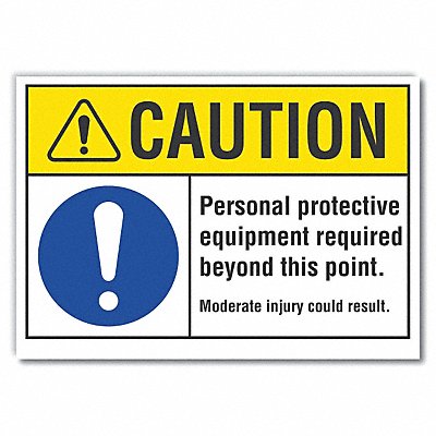 PPE Caution Rflct Label 10 in x 14 in