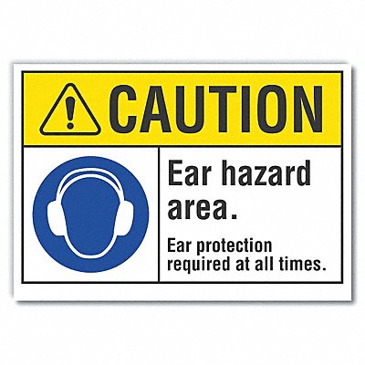 Hearing Caution Rflctv Label 7inx10in