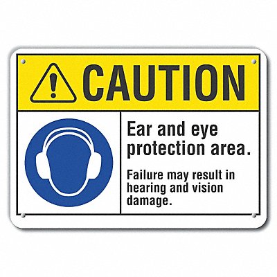 Rflctv Eye Ear Caution Sign 10x14in Alum