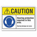 Hearing Caution Rflctv Label 7inx10in