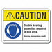Rflctv Hearing Caution Sign 10x14in Alum
