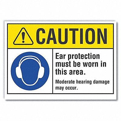 Hearing Caution Rflctv Label 3.5inx5in