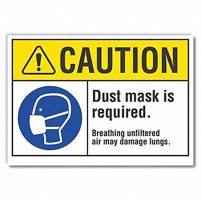 Dust Mask Caution Rflct Label 5inx7in