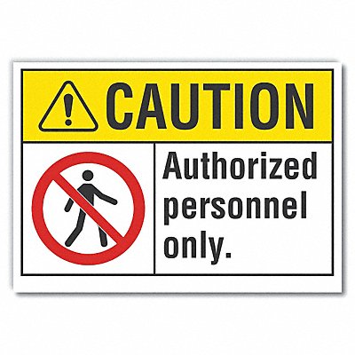 Auth Personnel Caution Rflctv Lbl 7x10in