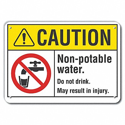 Rflctv Potable Water Caut Sign 10x14in