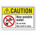 Potable Water Caution Rflctv Lbl 10x14in