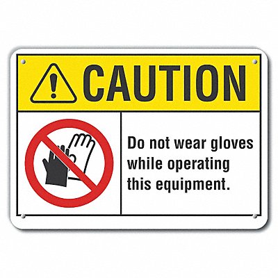 Rflct Hand Caution Sign 10x14in Alum