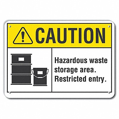 Rflctv Hazardous Waste Caut Sign 10x14in