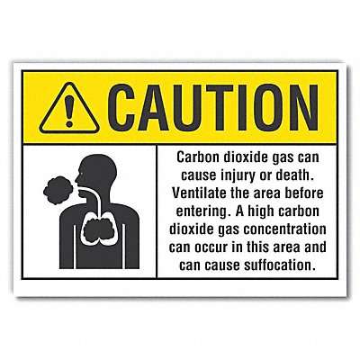 Carbon Dioxide Caution Rflct Lbl 5x7in