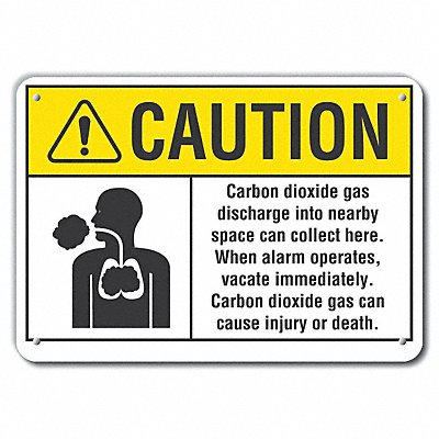 Rflctv Carbon Dioxide Caut Sign 10x14in