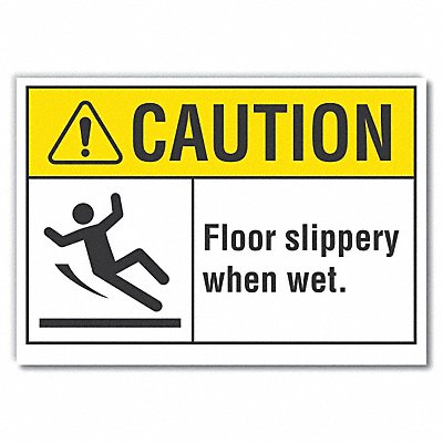 Slippery Floor Caution RflctvLbl 10x14in