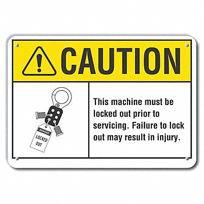 Rflct Lockout Tagout Caution Sign 7x10in