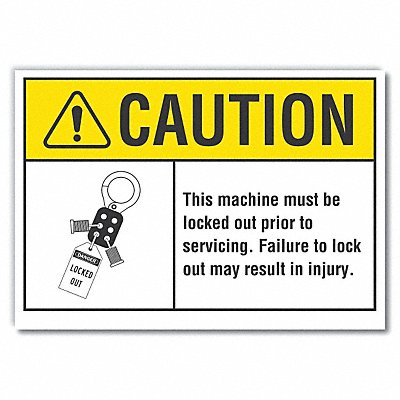 Lockout Tagout Caution Rflctv Lbl 7x10in