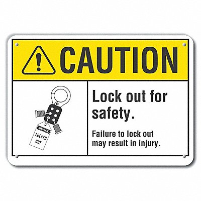 Rflct Lockout Tagout Caution Sign 7x10in