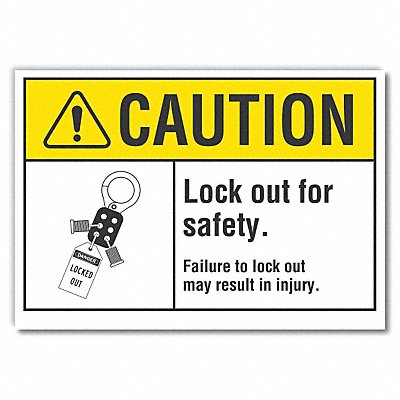 Lockout Tagout Caution Rflct Lbl 7x10in