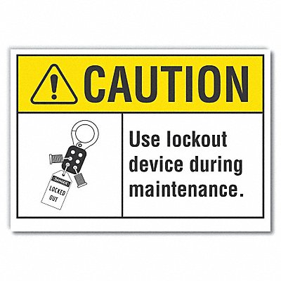 Lockout Tagout Caution RflctvLbl 10x14in
