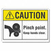 Pinch Point Caution Rflctv Label 10x14in