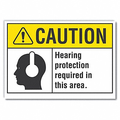 Hearing Caution Rflctv Label 5inx7in
