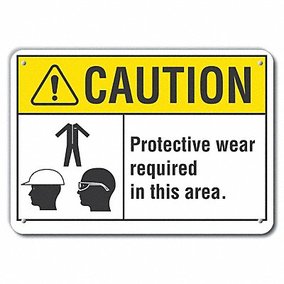 Rflct PPE Caution Sign 10x14in Alum