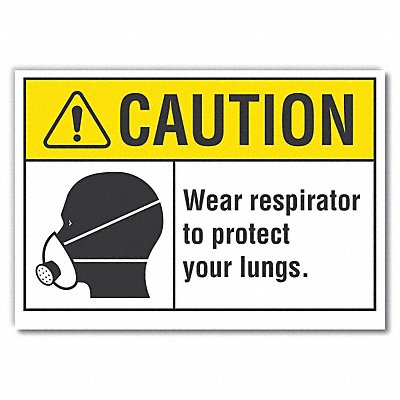 Resprtr Req Caution Rflct Label 7x10in