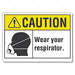 Resprtr Req Caution Rflct Label 5x7in