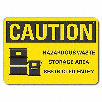 Rflctv Hazardous Waste Caut Sign 10x14in