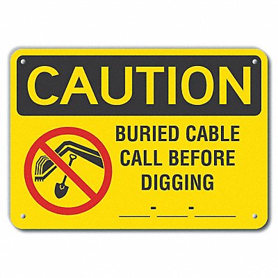 Rflct Buried Cable Caution Sign 7x10in