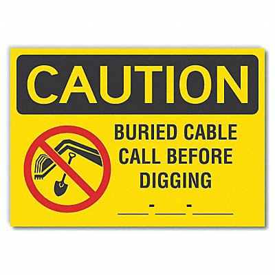 Buried Cable Caution Rflct Lbl 10x14in